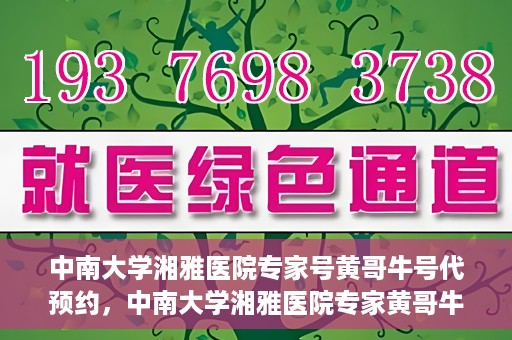 中南大学湘雅医院专家号黄哥牛号代预约，中南大学湘雅医院专家黄哥牛号预约攻略，一站式代预约服务体验