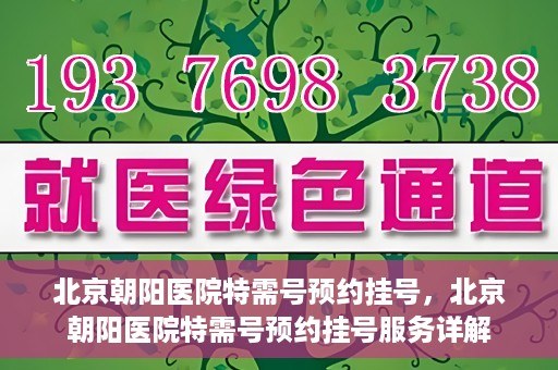 北京朝阳医院特需号预约挂号，北京朝阳医院特需号预约挂号服务详解