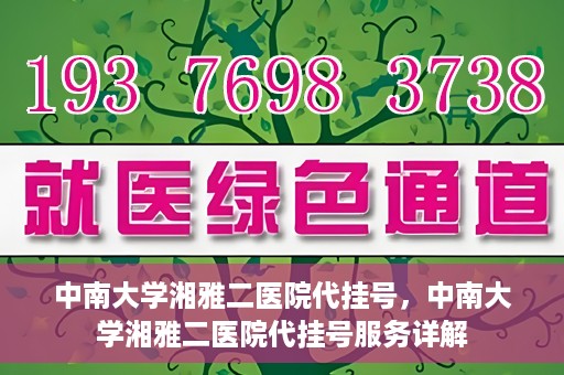 中南大学湘雅二医院代挂号，中南大学湘雅二医院代挂号服务详解
