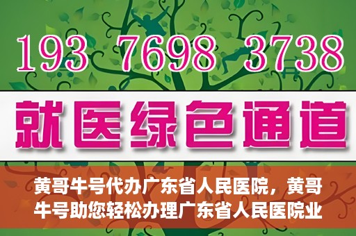 黄哥牛号代办广东省人民医院，黄哥牛号助您轻松办理广东省人民医院业务手续