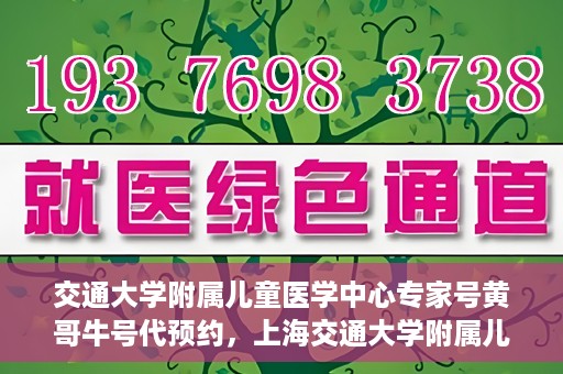 交通大学附属儿童医学中心专家号黄哥牛号代预约，上海交通大学附属儿童医学中心专家号预约服务解析，黄哥牛号预约攻略揭秘
