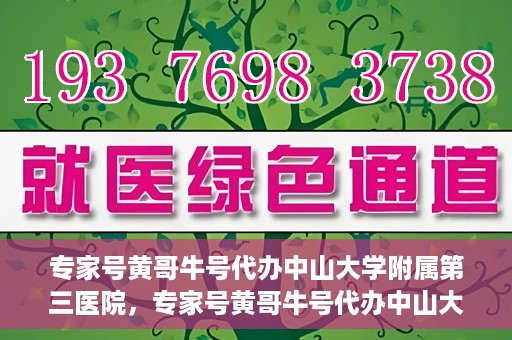 专家号黄哥牛号代办中山大学附属第三医院，专家号黄哥牛号代办中山大学附属第三医院，深度解析与代办指南