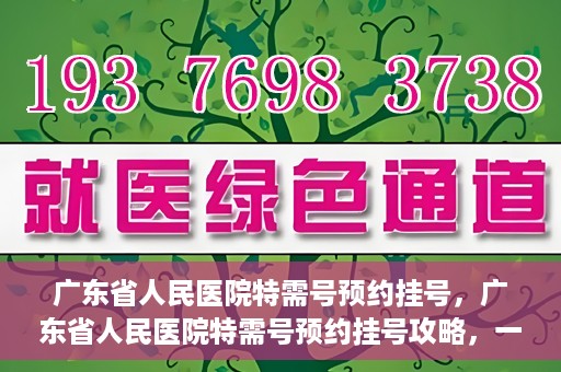 广东省人民医院特需号预约挂号，广东省人民医院特需号预约挂号攻略，一站式解决您的挂号需求