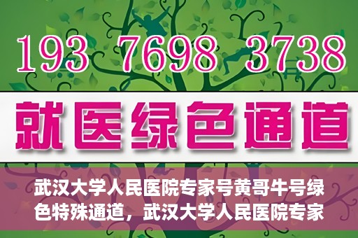 武汉大学人民医院专家号黄哥牛号绿色特殊通道，武汉大学人民医院专家黄哥牛号绿色通道揭秘