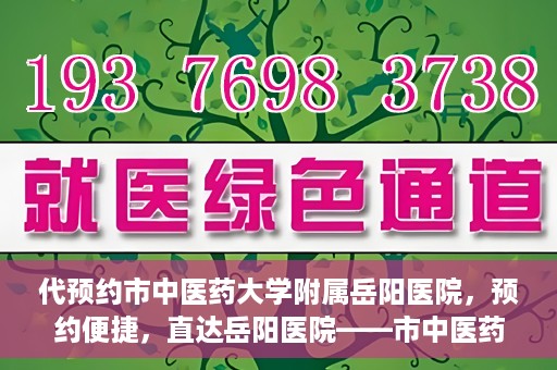 代预约市中医药大学附属岳阳医院，预约便捷，直达岳阳医院——市中医药大学附属岳阳医院预约指南