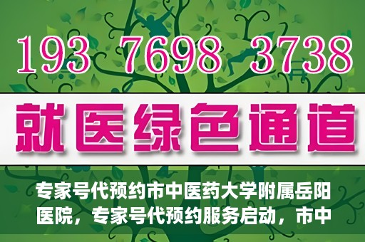 专家号代预约市中医药大学附属岳阳医院，专家号代预约服务启动，市中医药大学附属岳阳医院便捷就医新体验