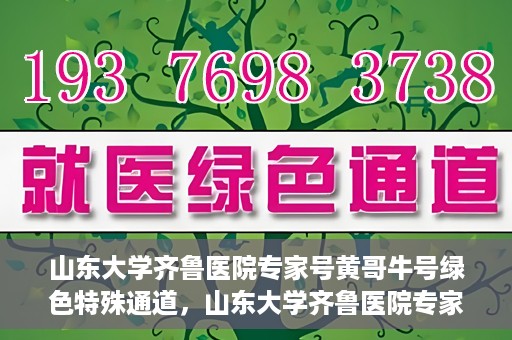 山东大学齐鲁医院专家号黄哥牛号绿色特殊通道，山东大学齐鲁医院专家黄哥牛号，绿色特殊通道揭秘