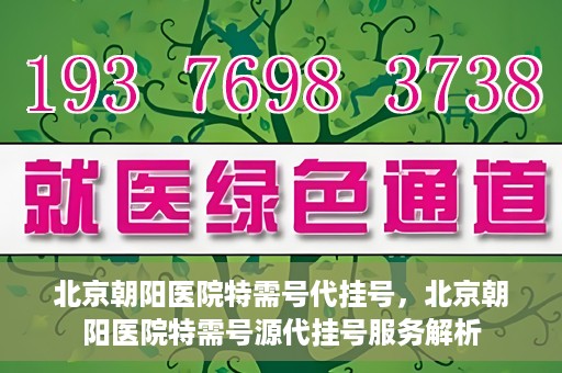 北京朝阳医院特需号代挂号，北京朝阳医院特需号源代挂号服务解析