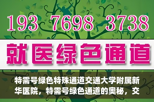 特需号绿色特殊通道交通大学附属新华医院，特需号绿色通道的奥秘，交通大学附属新华医院的探索与实践