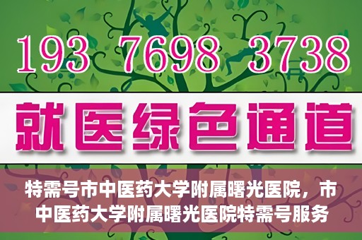 特需号市中医药大学附属曙光医院，市中医药大学附属曙光医院特需号服务探索与实践