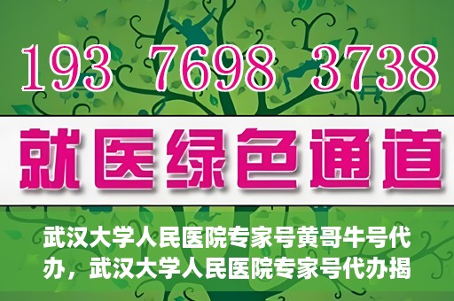 武汉大学人民医院专家号黄哥牛号代办，武汉大学人民医院专家号代办揭秘，黄哥牛号背后的故事