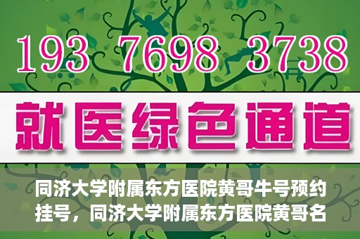 同济大学附属东方医院黄哥牛号预约挂号，同济大学附属东方医院黄哥名医牛号预约挂号攻略