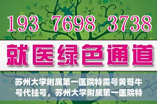 苏州大学附属第一医院特需号黄哥牛号代挂号，苏州大学附属第一医院特需号黄哥牛号代挂号攻略揭秘