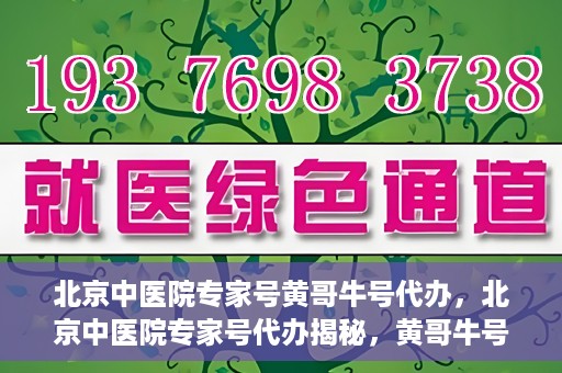 北京中医院专家号黄哥牛号代办，北京中医院专家号代办揭秘，黄哥牛号背后的故事