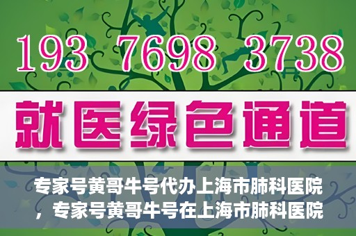 专家号黄哥牛号代办上海市肺科医院，专家号黄哥牛号在上海市肺科医院的代办服务解析
