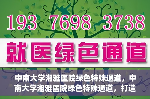 中南大学湘雅医院绿色特殊通道，中南大学湘雅医院绿色特殊通道，打造医疗服务的绿色通道新篇章