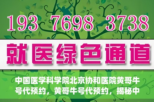 中国医学科学院北京协和医院黄哥牛号代预约，黄哥牛号代预约，揭秘中国医学科学院北京协和医院挂号秘籍