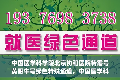 中国医学科学院北京协和医院特需号黄哥牛号绿色特殊通道，中国医学科学院北京协和医院特需号黄哥牛号绿色通道，尊贵体验与医疗优势