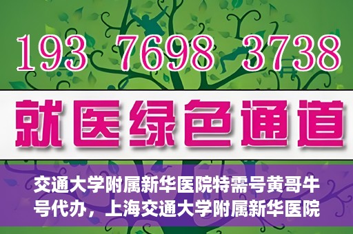 交通大学附属新华医院特需号黄哥牛号代办，上海交通大学附属新华医院特需号代办服务解析——黄哥牛号助您轻松就医