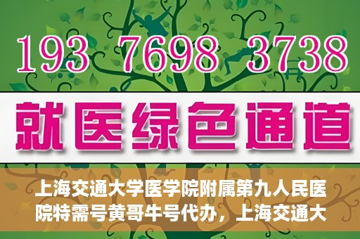 上海交通大学医学院附属第九人民医院特需号黄哥牛号代办，上海交通大学附属第九医院特需号黄哥牛号预约代办服务解析
