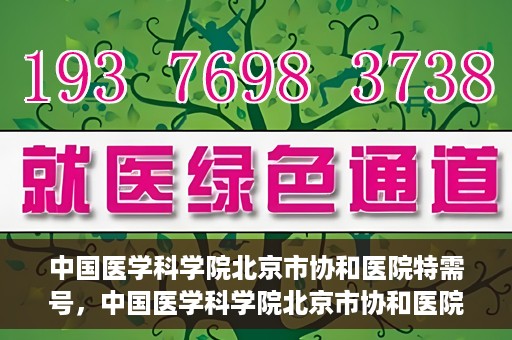 中国医学科学院北京市协和医院特需号，中国医学科学院北京市协和医院特需号详解，权威医疗的尊享服务体验