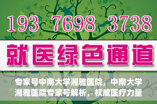 专家号中南大学湘雅医院，中南大学湘雅医院专家号解析，权威医疗力量的深度解读