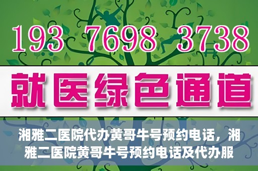 湘雅二医院代办黄哥牛号预约电话，湘雅二医院黄哥牛号预约电话及代办服务详解