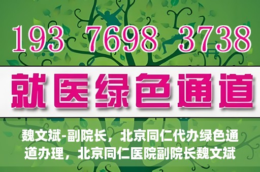 魏文斌-副院长，北京同仁代办绿色通道办理，北京同仁医院副院长魏文斌，绿色通道代办的便捷之路