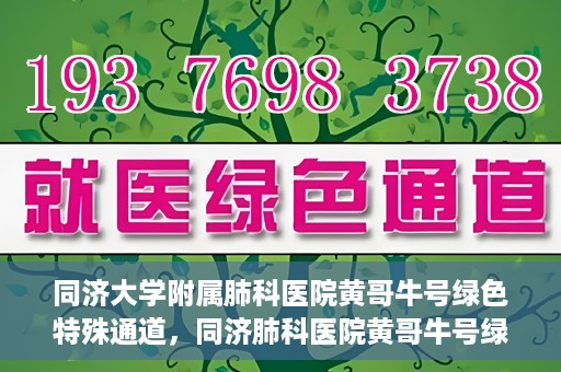 同济大学附属肺科医院黄哥牛号绿色特殊通道，同济肺科医院黄哥牛号绿色特殊通道揭秘