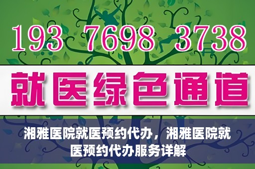 湘雅医院就医预约代办，湘雅医院就医预约代办服务详解