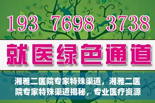 湘雅二医院专家特殊渠道，湘雅二医院专家特殊渠道揭秘，专业医疗资源的独特通道探索