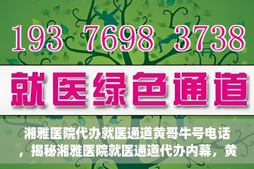 湘雅医院代办就医通道黄哥牛号电话，揭秘湘雅医院就医通道代办内幕，黄哥牛号电话背后的故事