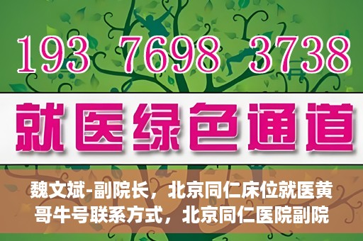魏文斌-副院长，北京同仁床位就医黄哥牛号联系方式，北京同仁医院副院长魏文斌，床位就医问题与黄哥牛号联系方式解析