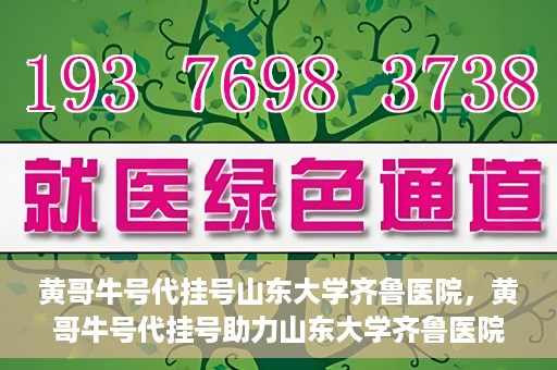 黄哥牛号代挂号山东大学齐鲁医院，黄哥牛号代挂号助力山东大学齐鲁医院就医无忧