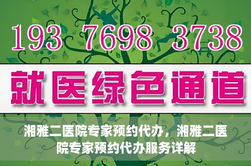 湘雅二医院专家预约代办，湘雅二医院专家预约代办服务详解