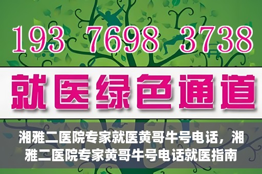 湘雅二医院专家就医黄哥牛号电话，湘雅二医院专家黄哥牛号电话就医指南，专业团队为您的健康保驾护航