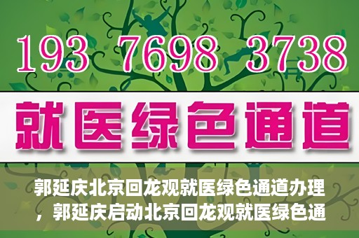 郭延庆北京回龙观就医绿色通道办理，郭延庆启动北京回龙观就医绿色通道，便捷患者就医新路径