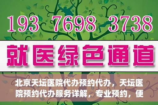 北京天坛医院代办预约代办，天坛医院预约代办服务详解，专业预约，便捷就医新选择