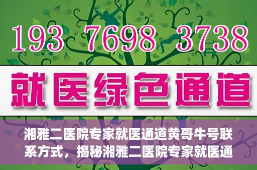 湘雅二医院专家就医通道黄哥牛号联系方式，揭秘湘雅二医院专家就医通道，黄哥牛号联系方式及专家服务详解