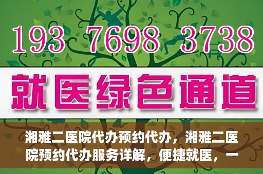 湘雅二医院代办预约代办，湘雅二医院预约代办服务详解，便捷就医，一键预约代办体验
