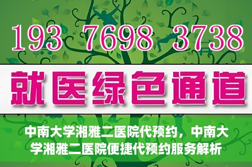 中南大学湘雅二医院代预约，中南大学湘雅二医院便捷代预约服务解析
