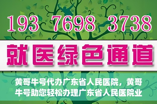 黄哥牛号代办广东省人民医院，黄哥牛号助您轻松办理广东省人民医院业务手续
