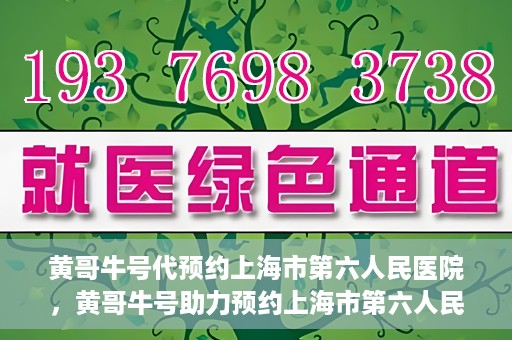 黄哥牛号代预约上海市第六人民医院，黄哥牛号助力预约上海市第六人民医院服务