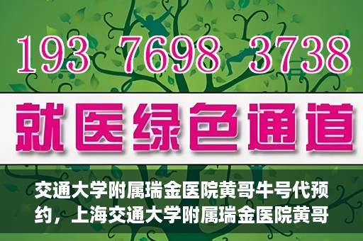 交通大学附属瑞金医院黄哥牛号代预约，上海交通大学附属瑞金医院黄哥牛号预约服务解析