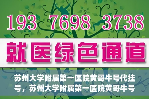 苏州大学附属第一医院黄哥牛号代挂号，苏州大学附属第一医院黄哥牛号代挂号服务解析