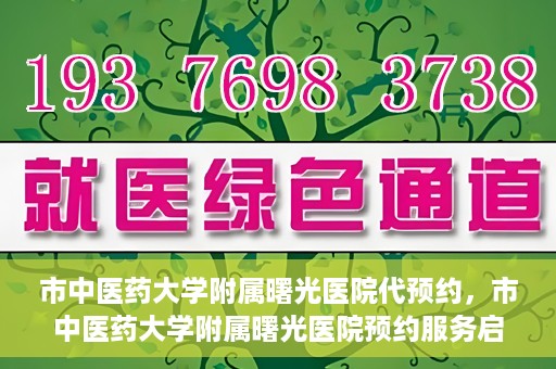 市中医药大学附属曙光医院代预约，市中医药大学附属曙光医院预约服务启动，便捷就医新体验