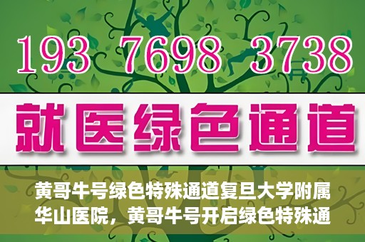 黄哥牛号绿色特殊通道复旦大学附属华山医院，黄哥牛号开启绿色特殊通道，华山医院展现医疗新力量