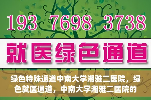 绿色特殊通道中南大学湘雅二医院，绿色就医通道，中南大学湘雅二医院的独特实践