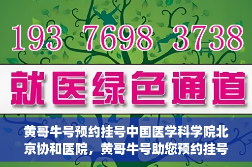 黄哥牛号预约挂号中国医学科学院北京协和医院，黄哥牛号助您预约挂号，协和医学权威等你体验
