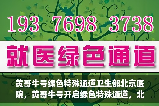 黄哥牛号绿色特殊通道卫生部北京医院，黄哥牛号开启绿色特殊通道，北京医院卫生部全力支持创新服务